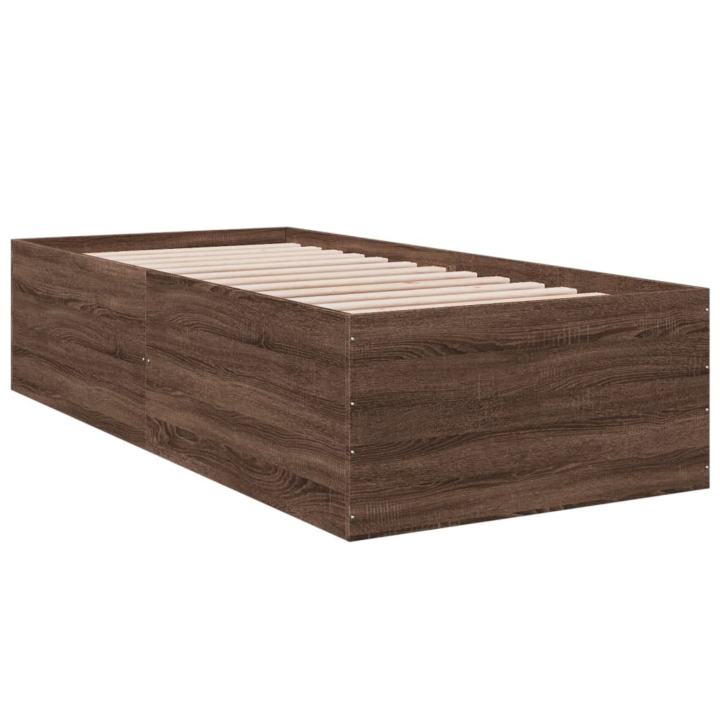 Sengeramme brun eik 90x200 cm konstruert tre