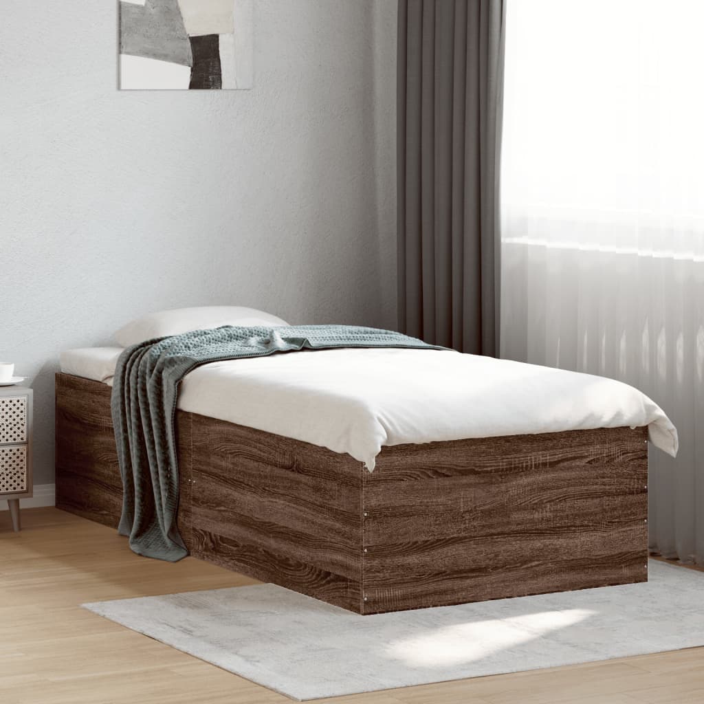 Sengeramme brun eik 90x200 cm konstruert tre