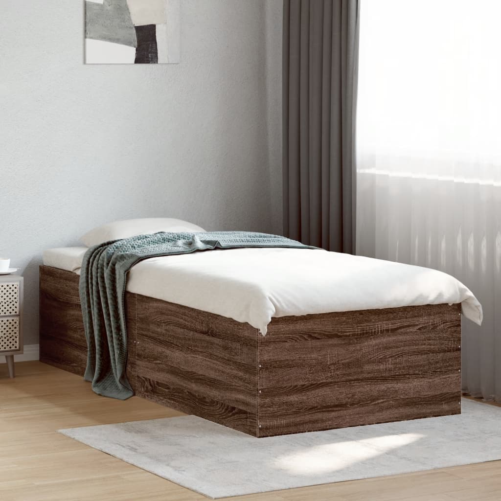 Sengeramme brun eik 90x190 cm konstruert tre