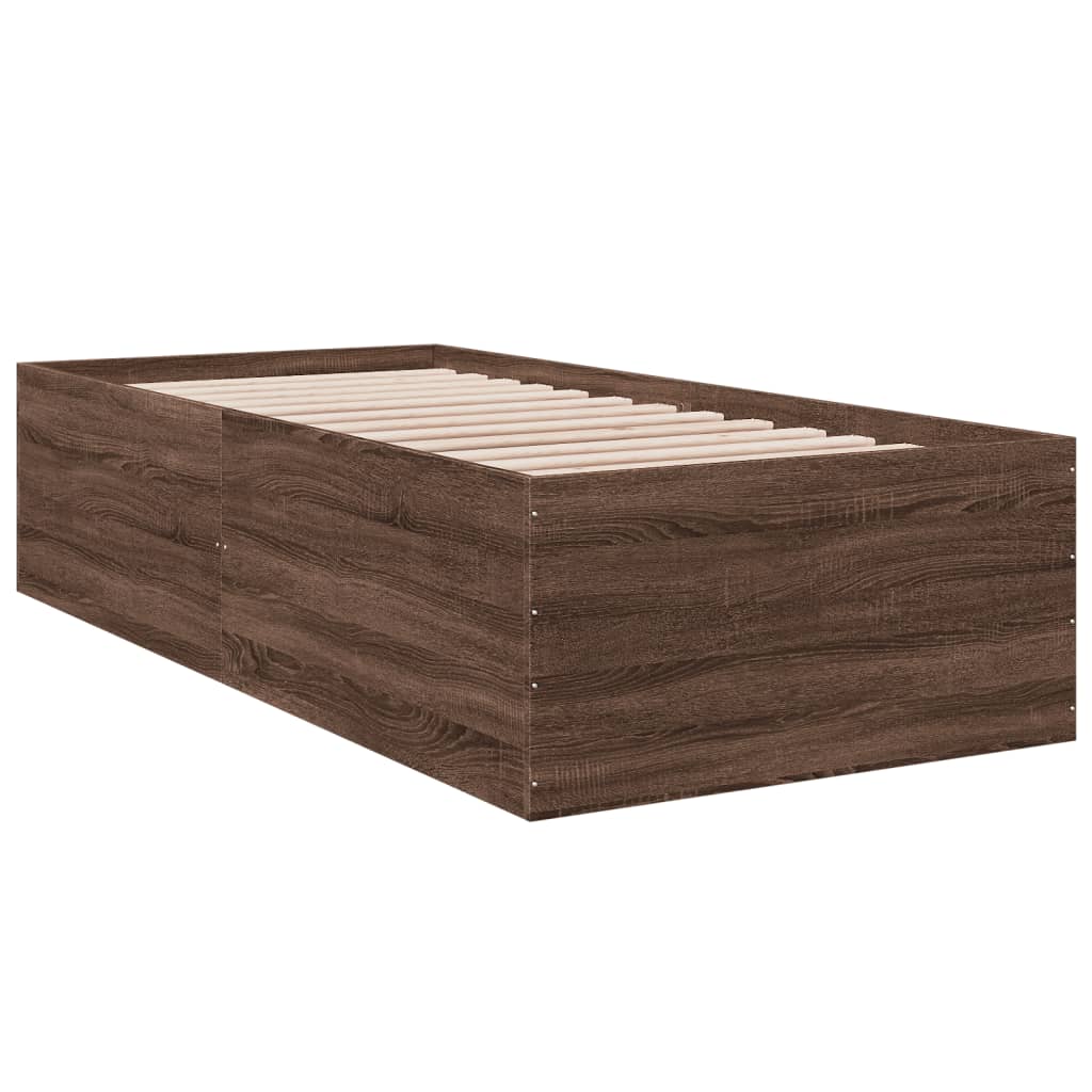 Sengeramme brun eik 75x190 cm konstruert tre