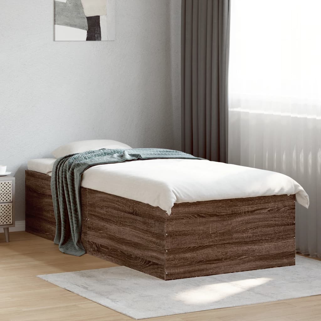 Sengeramme brun eik 75x190 cm konstruert tre