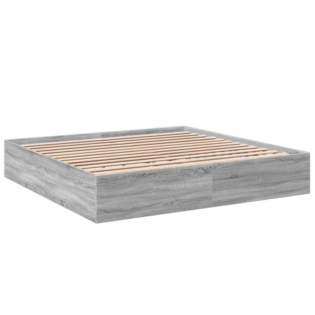 Sengeramme grå sonoma 200x200 cm konstruert tre