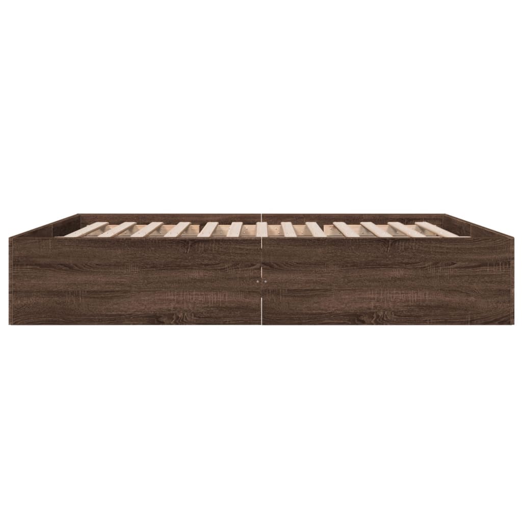 Sengeramme brun eik 200x200 cm konstruert tre