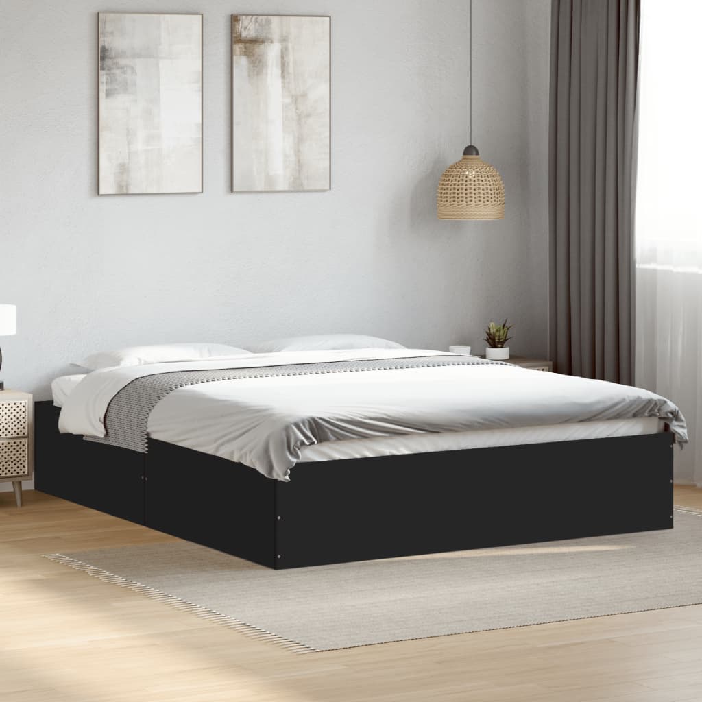 Sengeramme svart 150x200 cm konstruert tre