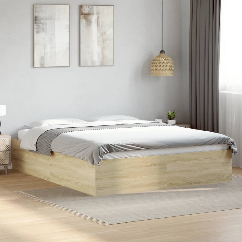 Sengeramme sonoma eik 150x200 cm konstruert tre