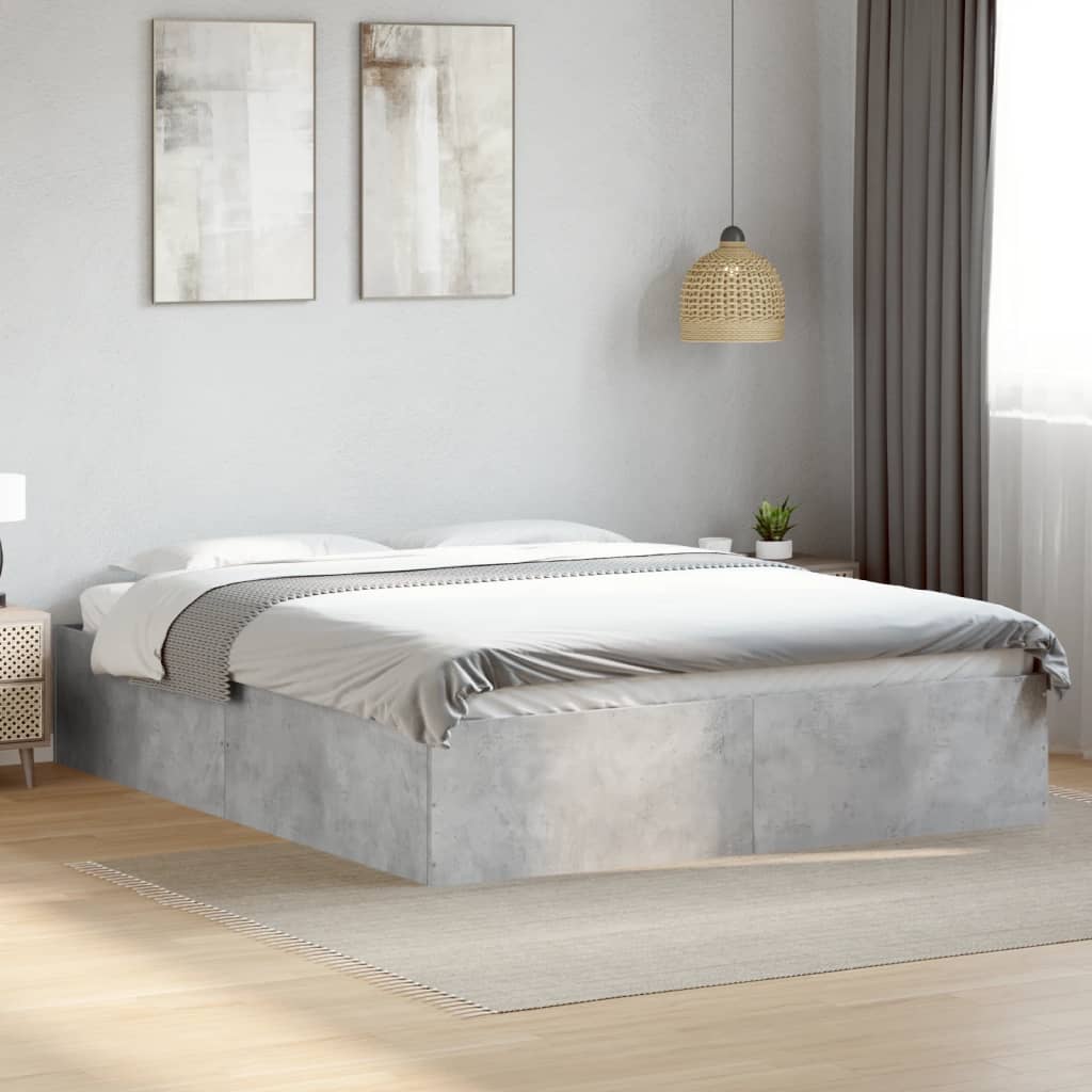 Sengeramme betonggrå 150x200 cm konstruert tre