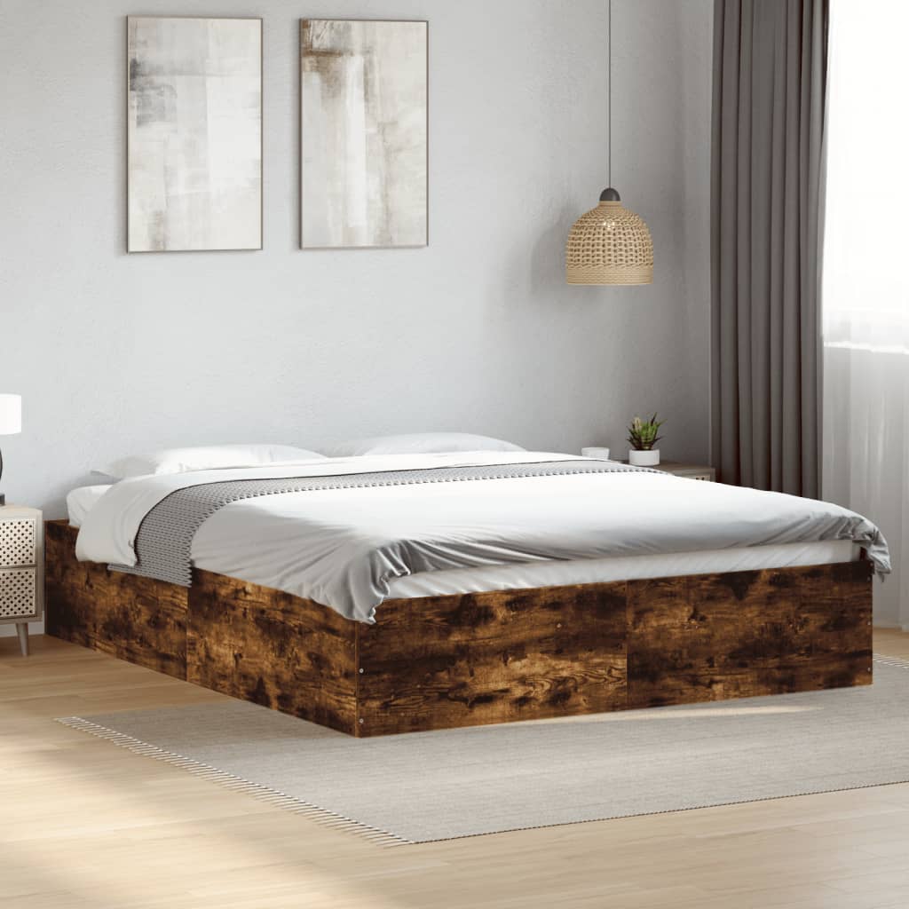 Sengeramme røkt eik 150x200 cm konstruert tre
