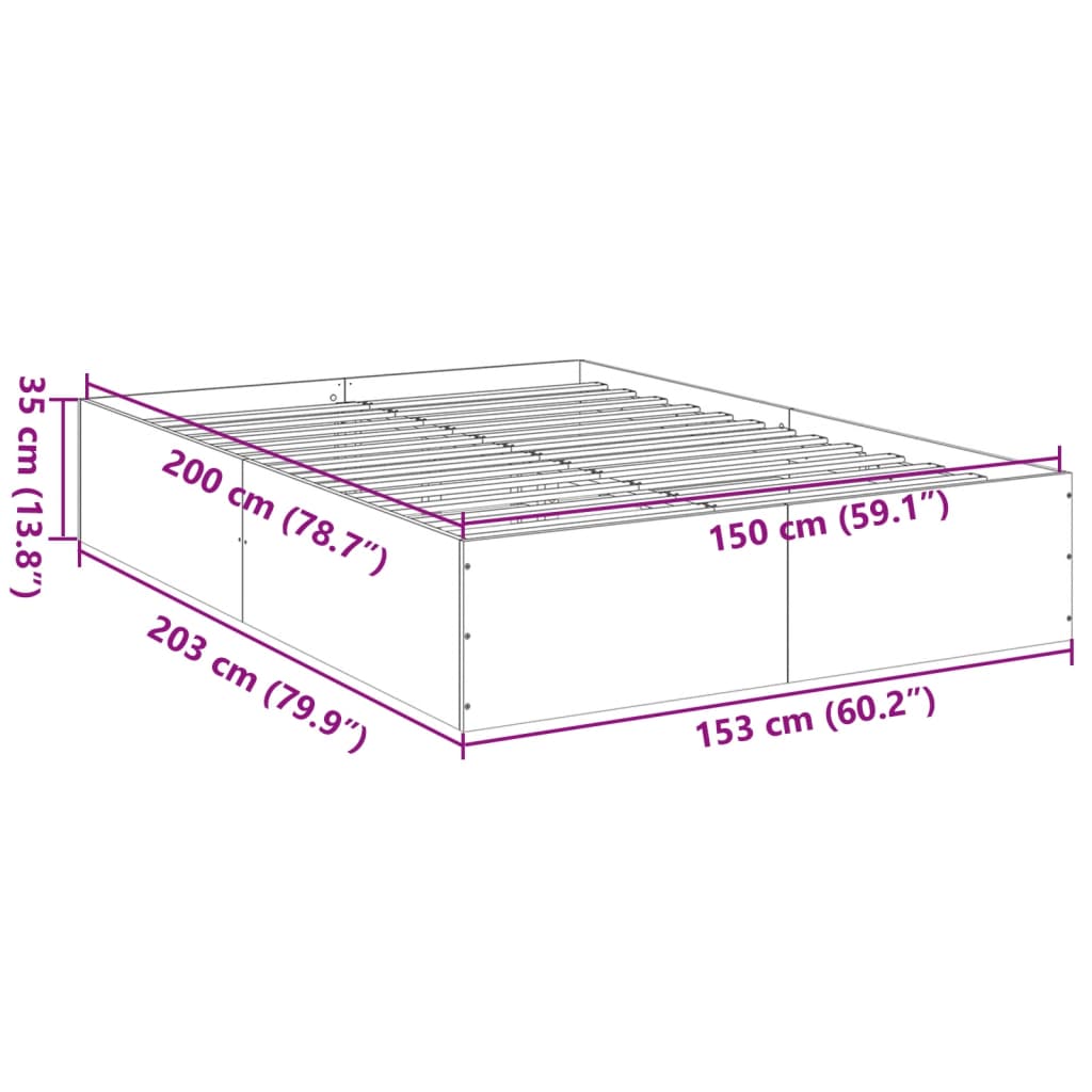 Sengeramme røkt eik 150x200 cm konstruert tre