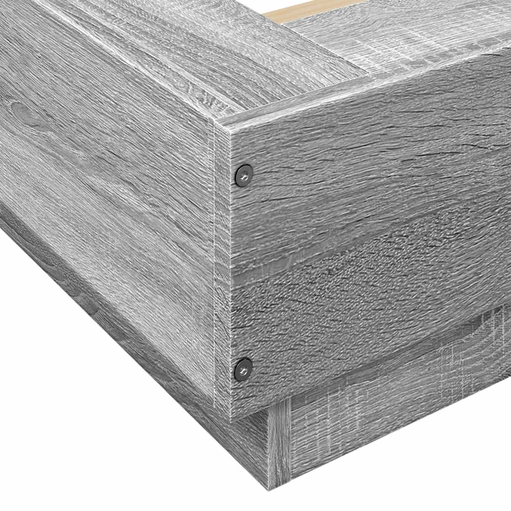 Sengeramme med LED-lys grå sonoma 200x200 cm konstruert tre
