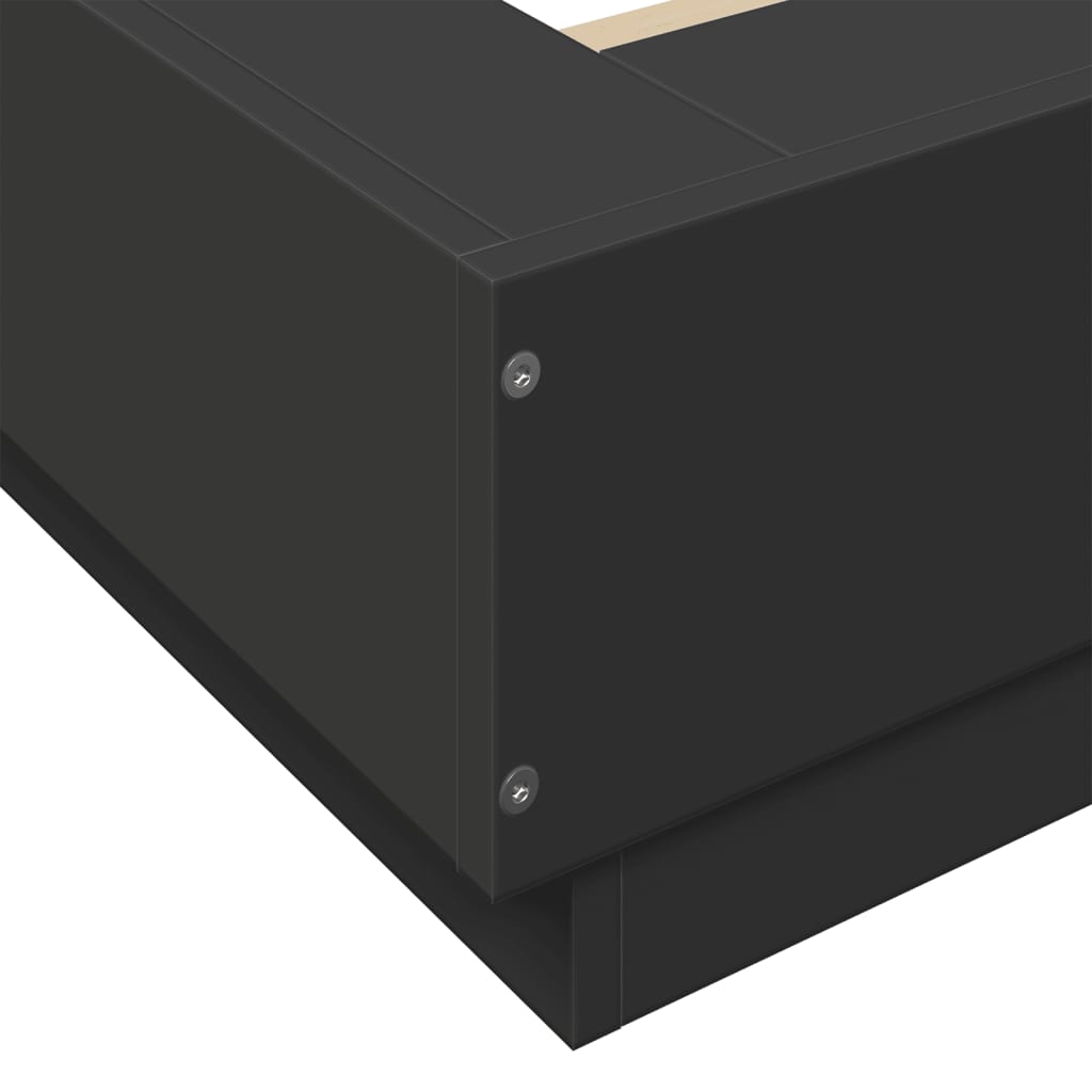 Sengeramme med LED-lys svart 150x200 cm konstruert tre