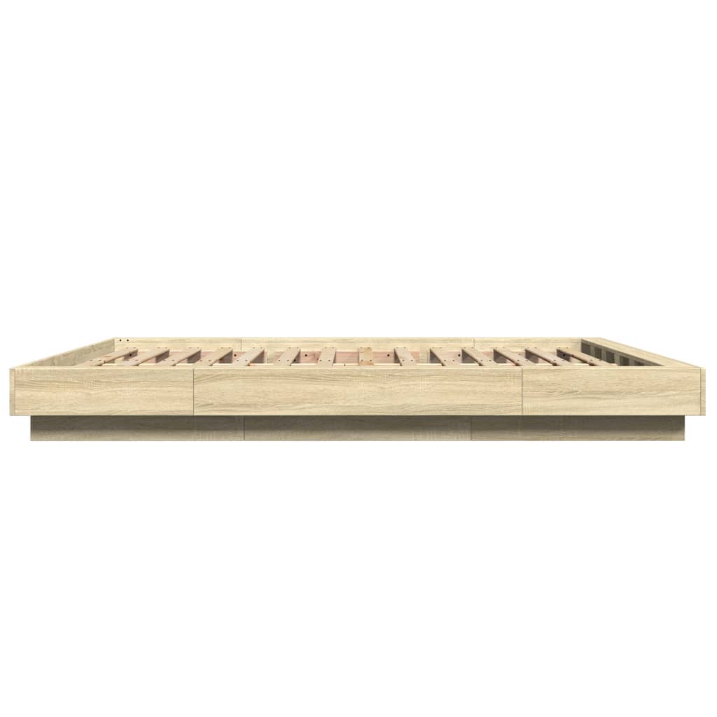 Sengeramme med LED-lys sonoma eik 150x200 cm konstruert tre