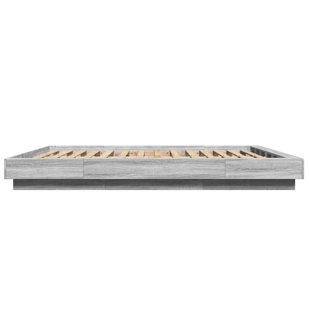 Sengeramme med LED-lys grå sonoma 150x200 cm konstruert tre