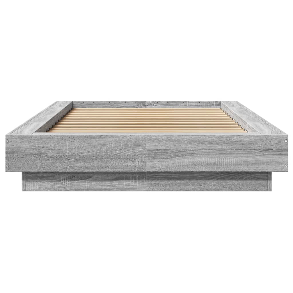 Sengeramme med LED-lys grå sonoma 100x200 cm konstruert tre