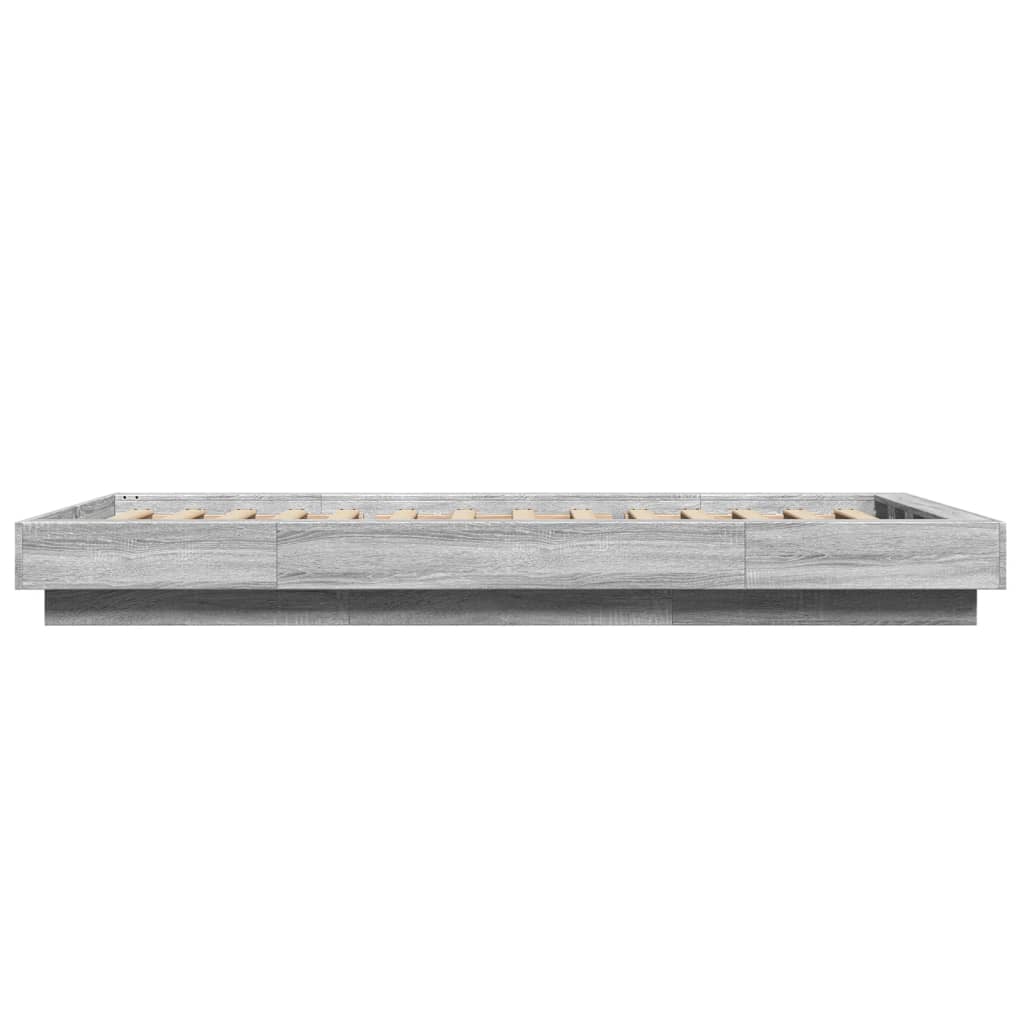 Sengeramme med LED-lys grå sonoma 100x200 cm konstruert tre