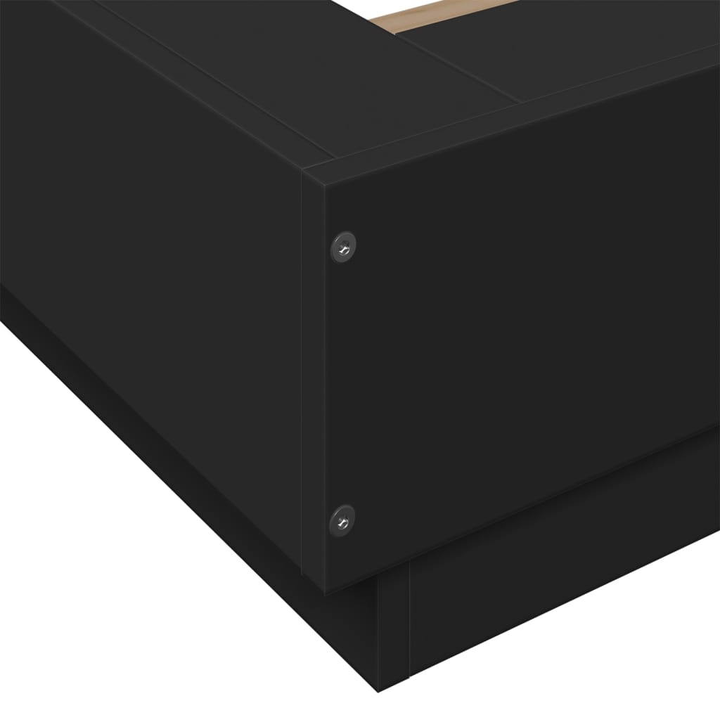 Sengeramme med LED-lys svart 90x200 cm konstruert tre