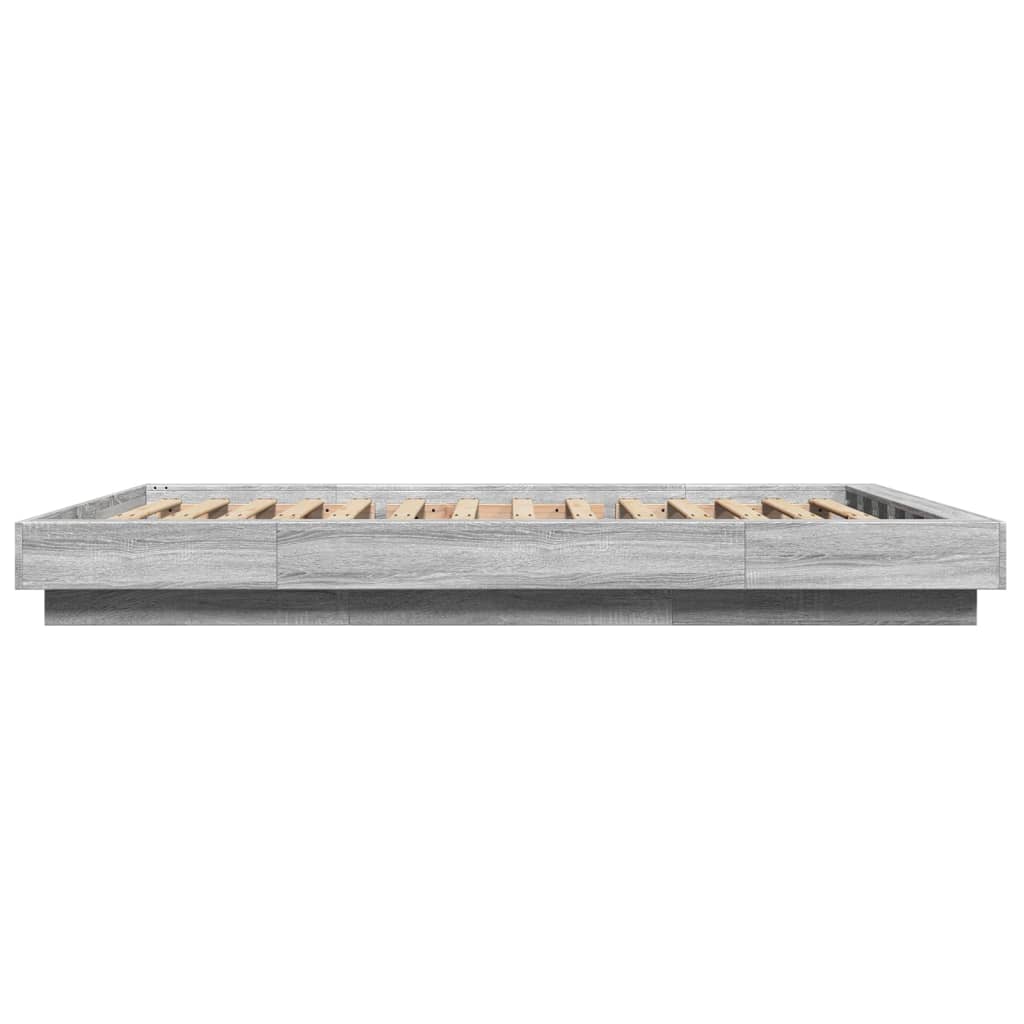 Sengeramme med LED-lys grå sonoma 135x190 cm konstruert tre