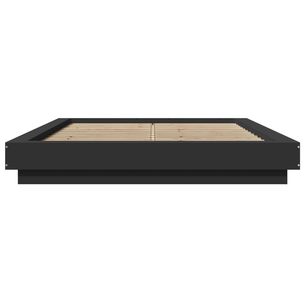 Sengeramme med LED-lys svart 120x190 cm konstruert tre