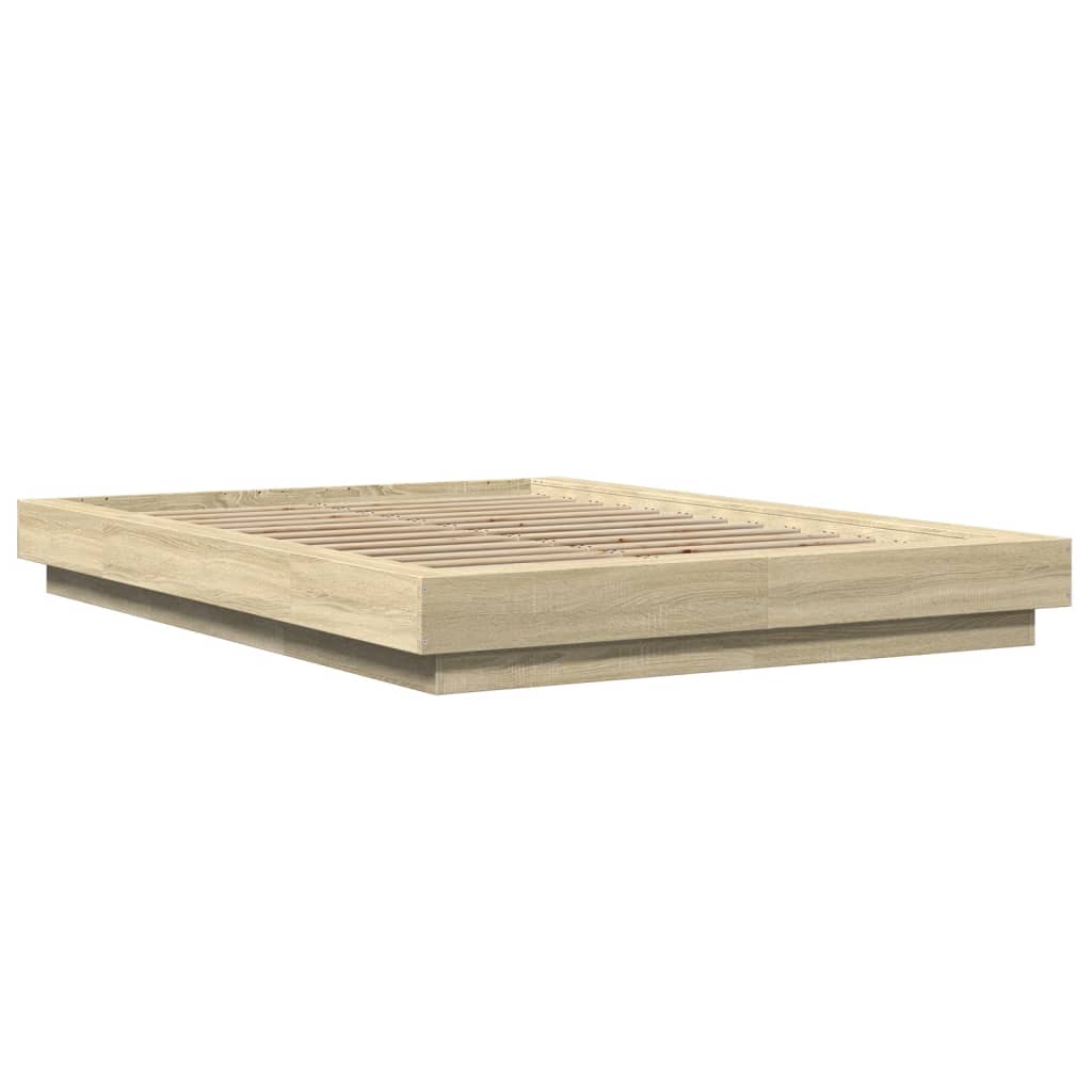 Sengeramme med LED-lys sonoma eik 120x190 cm konstruert tre