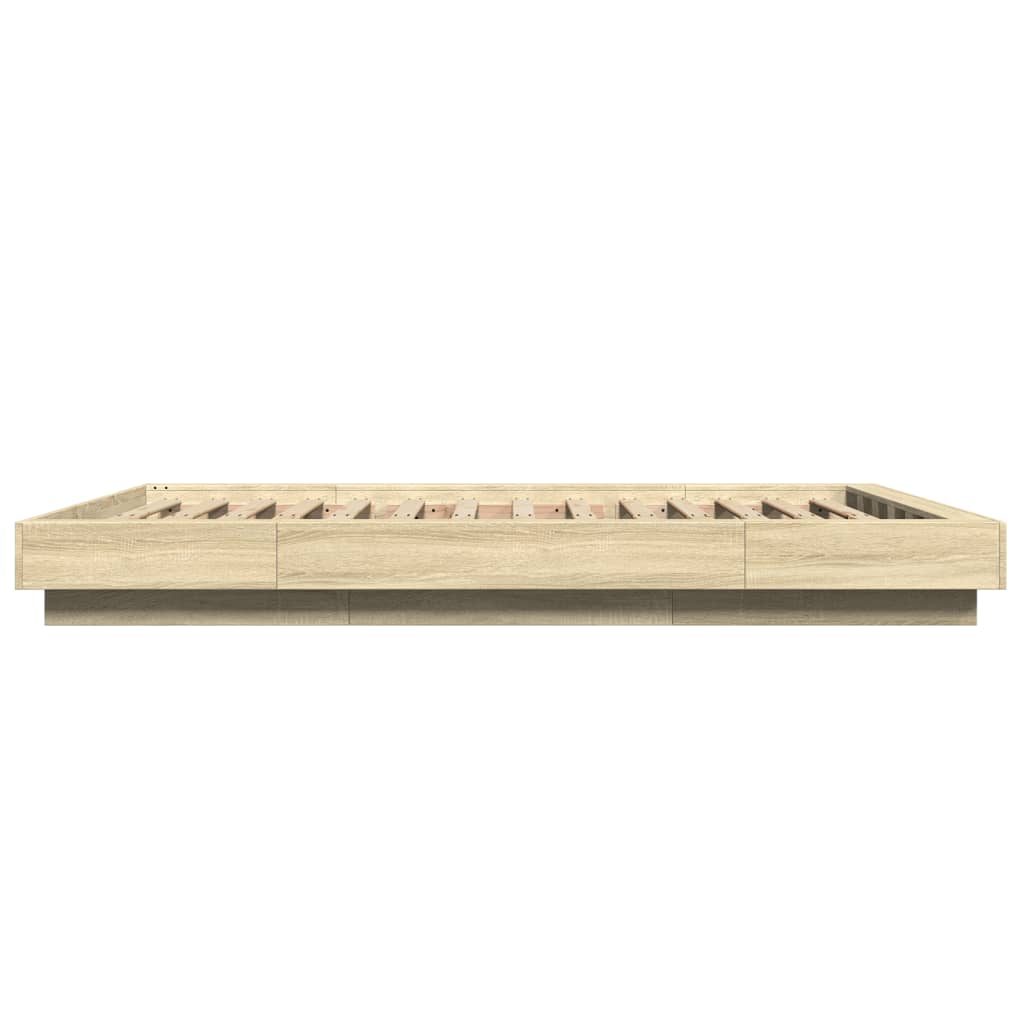 Sengeramme med LED-lys sonoma eik 120x190 cm konstruert tre