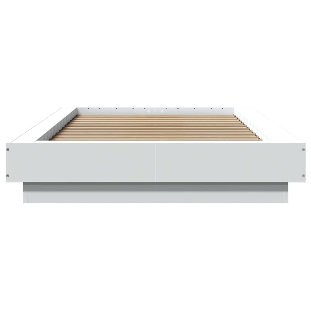 Sengeramme med LED-lys hvit 90x190 cm konstruert tre
