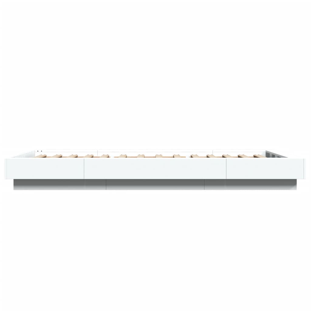 Sengeramme med LED-lys hvit 90x190 cm konstruert tre