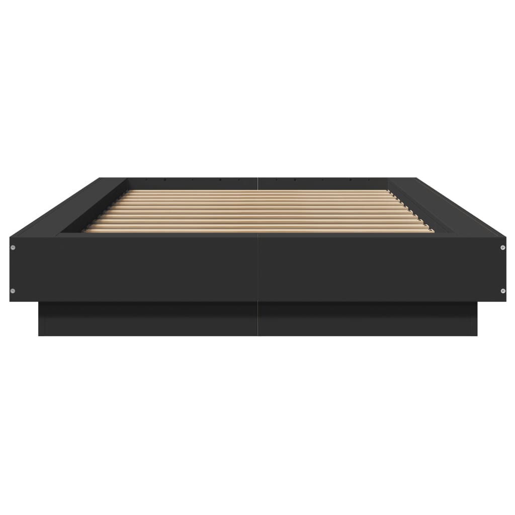 Sengeramme med LED-lys svart 90x190 cm konstruert tre
