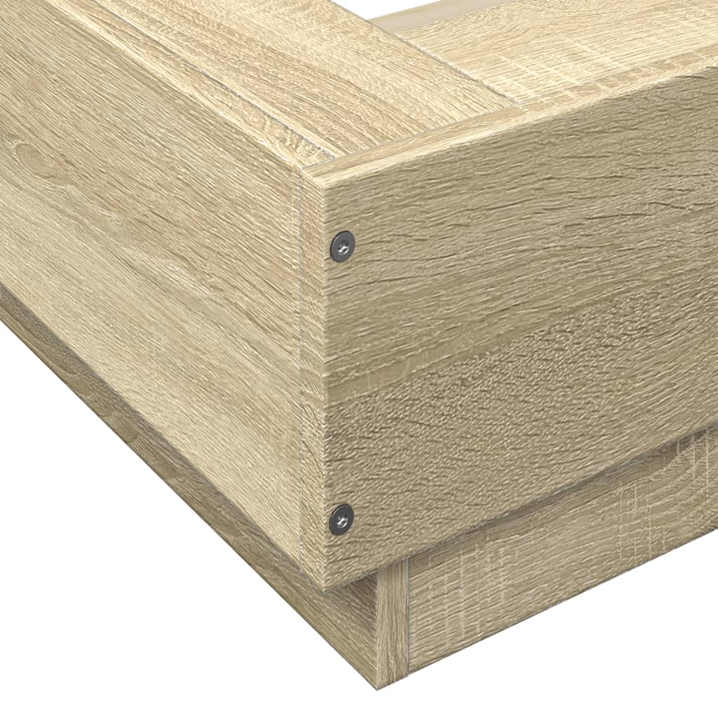 Sengeramme med LED-lys sonoma eik 75x190 cm konstruert tre