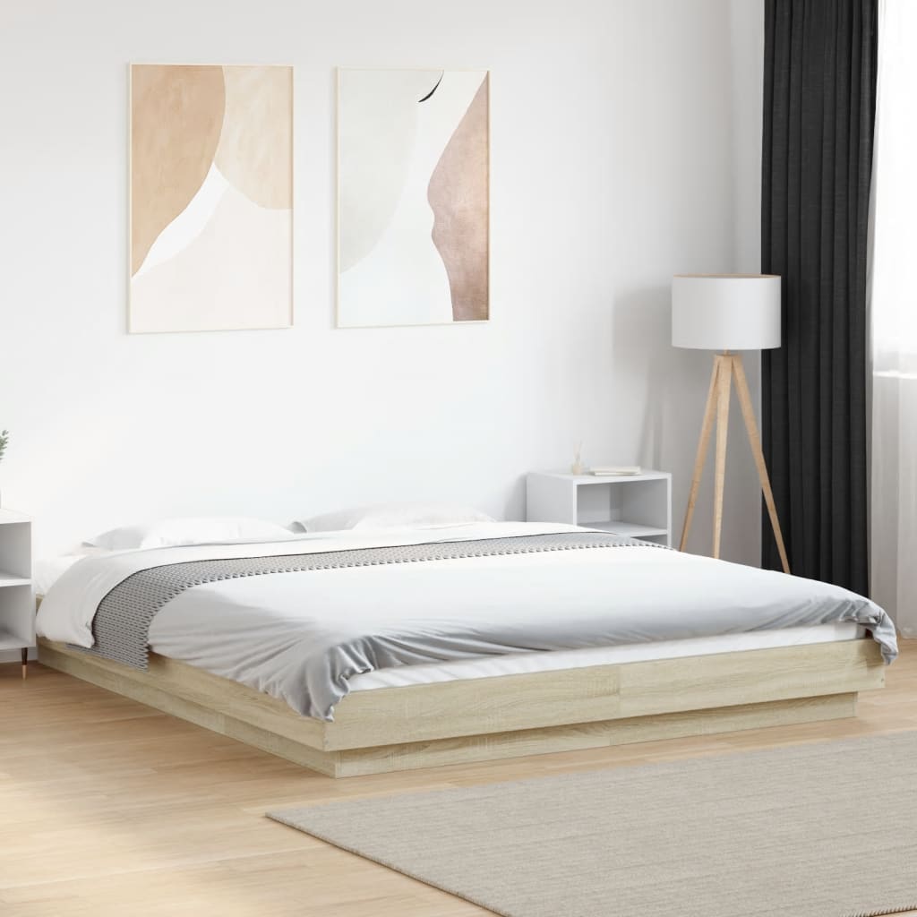 Sengeramme sonoma eik 150x200 cm konstruert tre