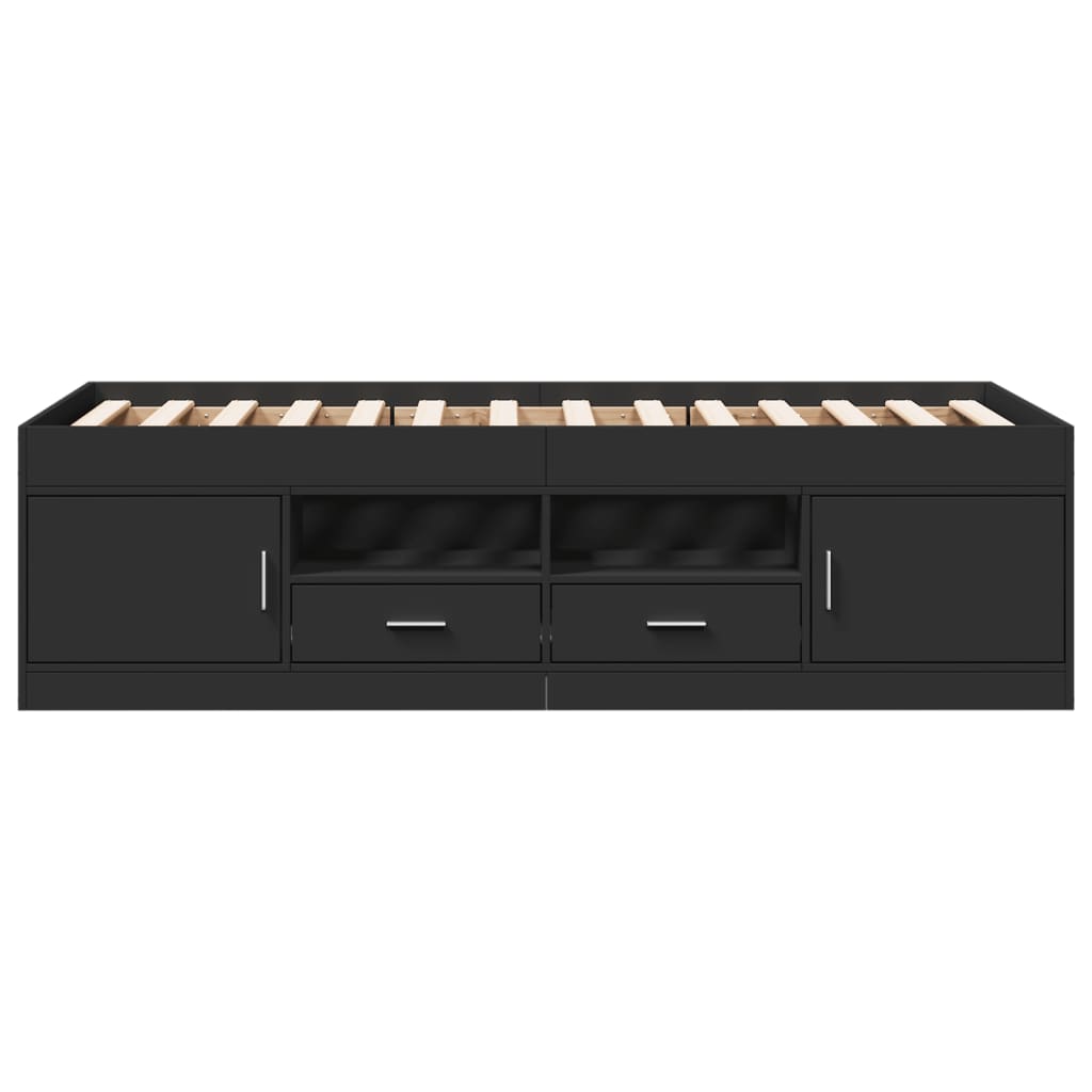 Dagseng med skuffer uten Madrass svart 100x200 cm