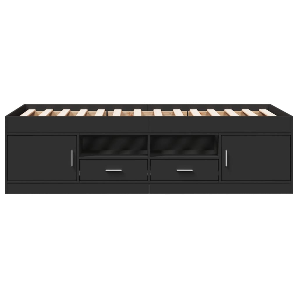 Dagseng med skuffer uten Madrass svart 75x190 cm