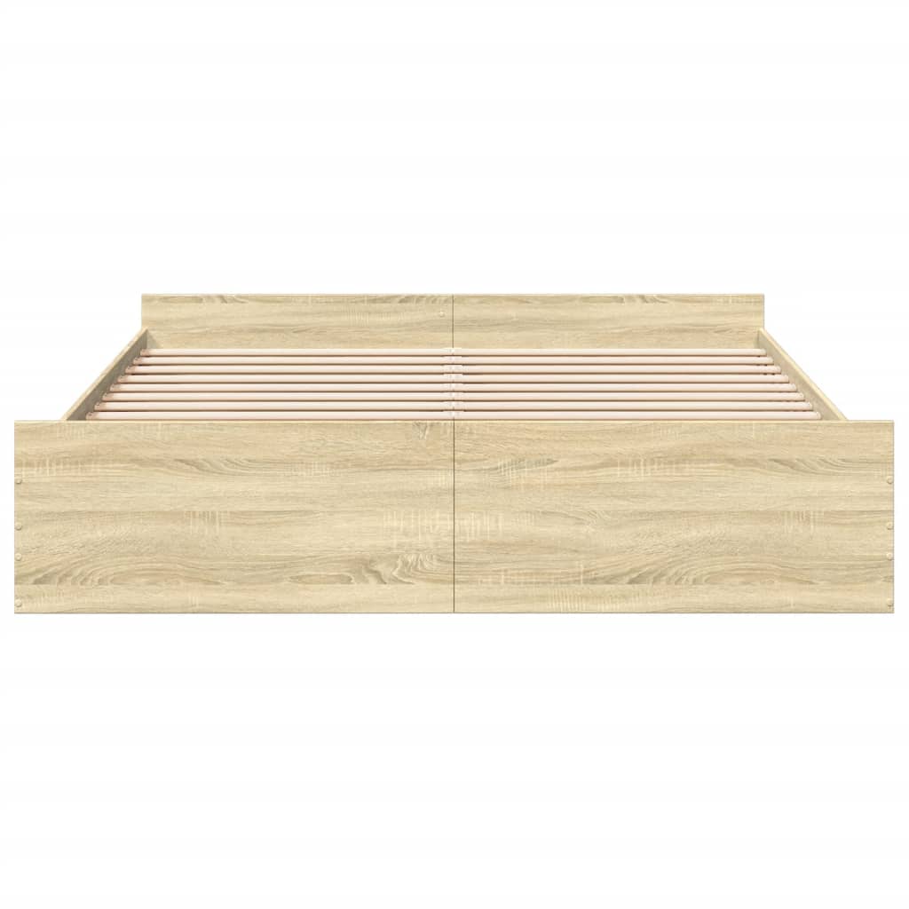 Sengeramme med skuffer sonoma eik 200x200 cm konstruert tre