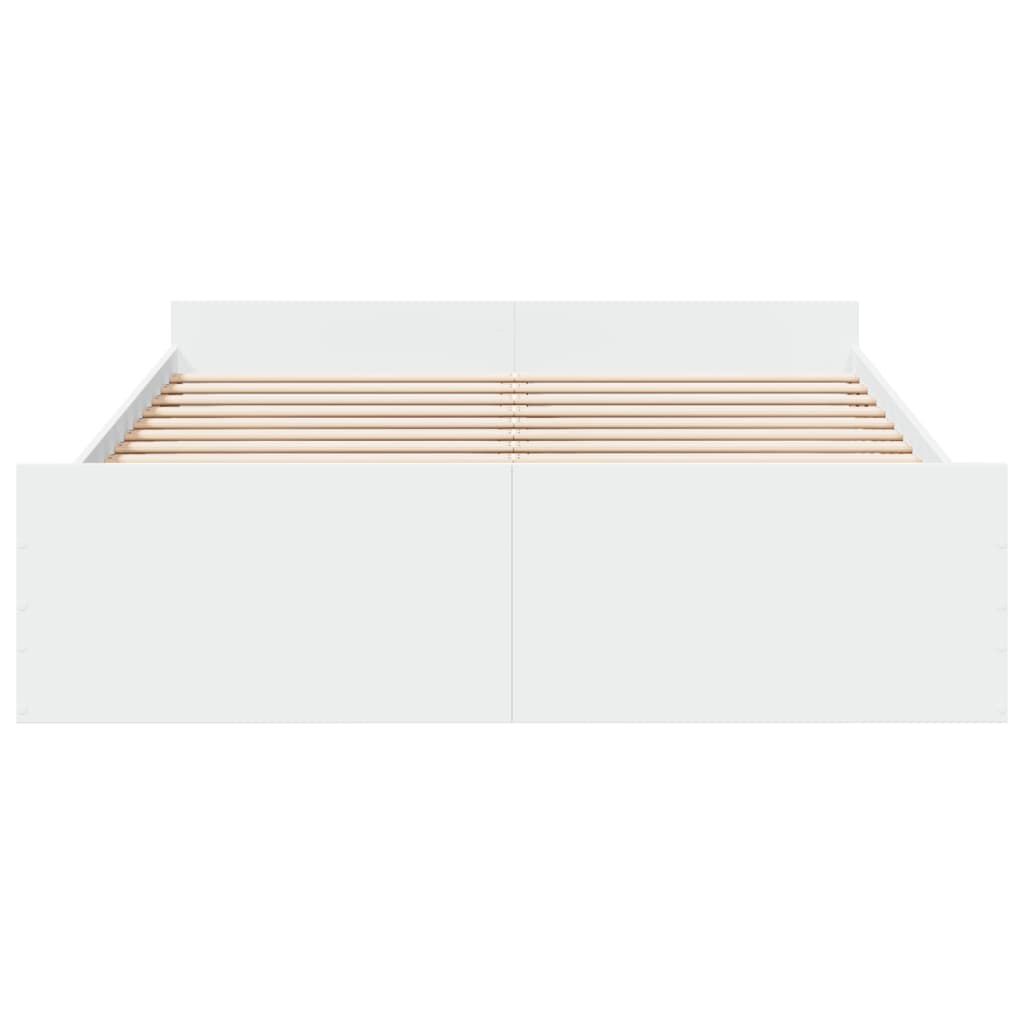 Sengeramme med skuffer hvit 160x200 cm konstruert tre