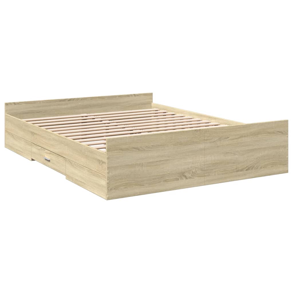 Sengeramme med skuffer sonoma eik 160x200 cm konstruert tre