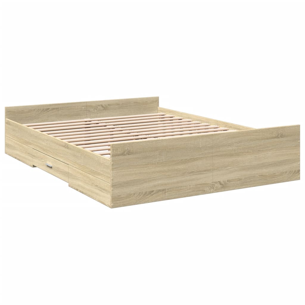 Sengeramme med skuffer sonoma eik 160x200 cm konstruert tre