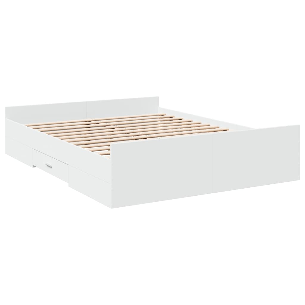 Sengeramme høyglans hvit 140x200 cm konstruert tre