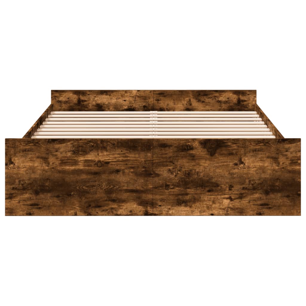 Sengeramme med skuffer røkt eik 140x200 cm konstruert tre