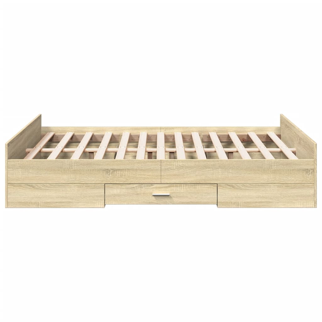 Sengeramme med skuffer sonoma eik 120x200 cm konstruert tre