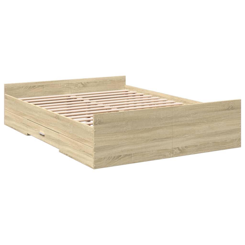 Sengeramme med skuffer sonoma eik 120x200 cm konstruert tre