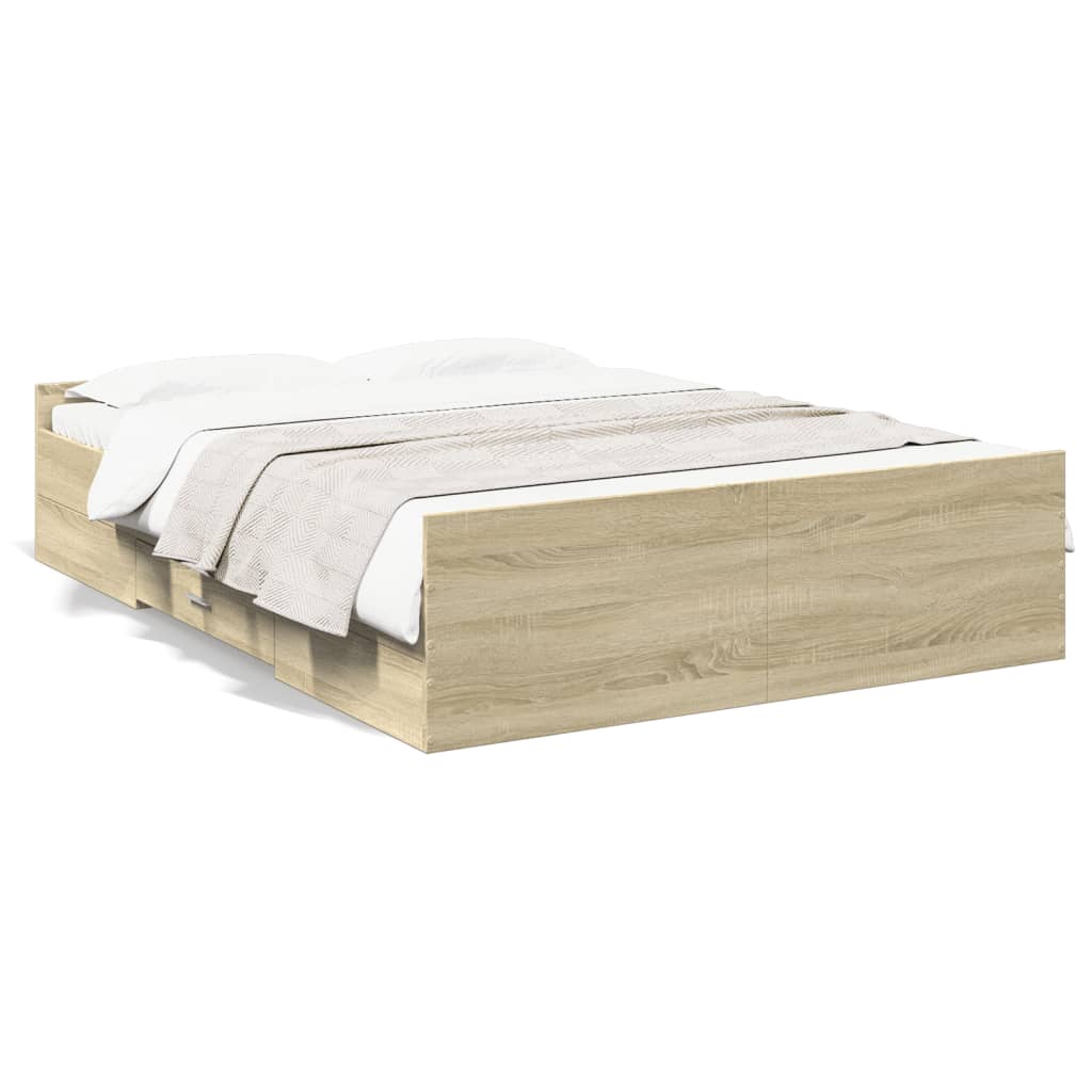 Sengeramme med skuffer sonoma eik 120x200 cm konstruert tre