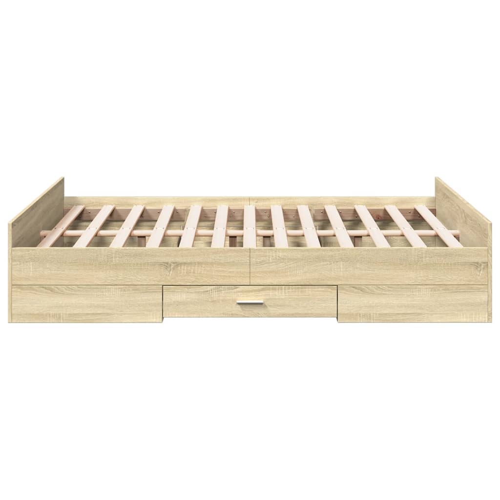 Sengeramme med skuffer sonoma eik 135x190 cm konstruert tre