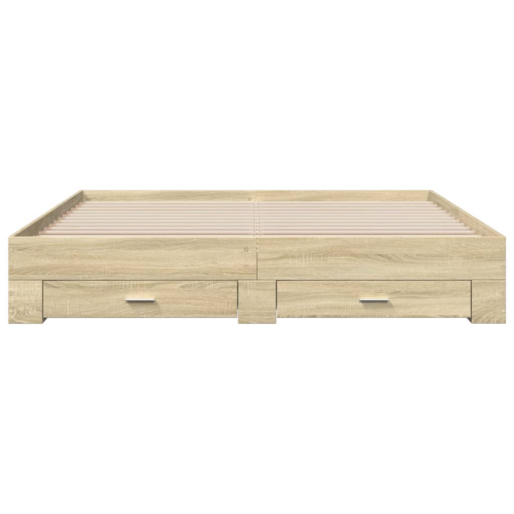 Sengeramme med skuffer sonoma eik 200x200 cm konstruert tre