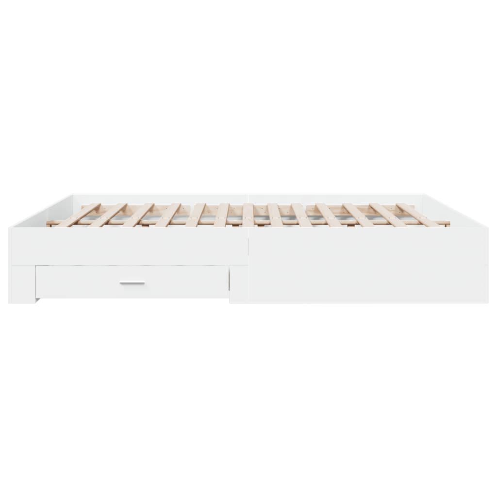 Sengeramme med skuffer hvit 180x200 cm konstruert tre