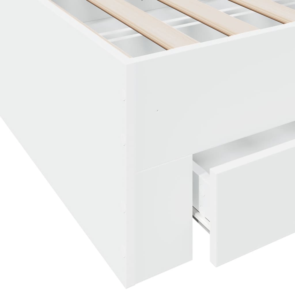Sengeramme med skuffer hvit 180x200 cm konstruert tre