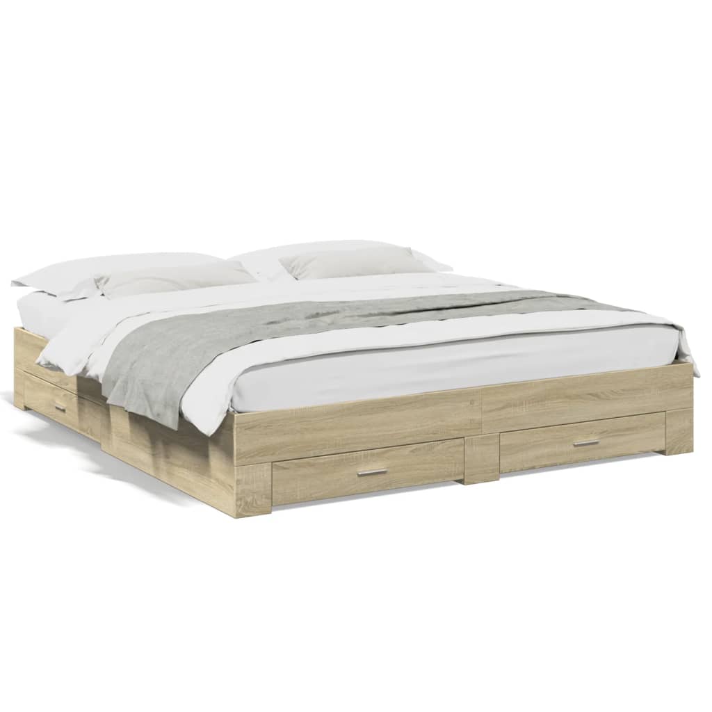 Sengeramme med skuffer sonoma eik 180x200 cm konstruert tre