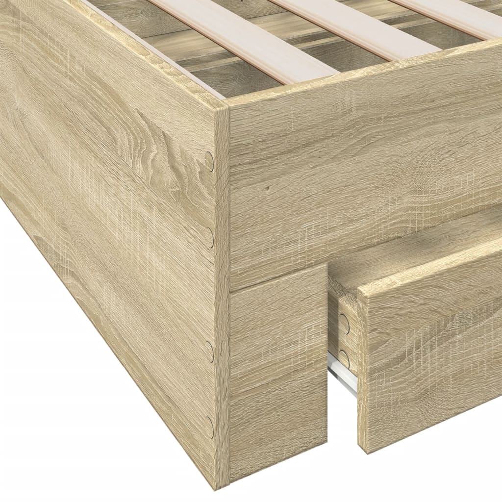 Sengeramme med skuffer sonoma eik 160x200 cm konstruert tre vidaXL