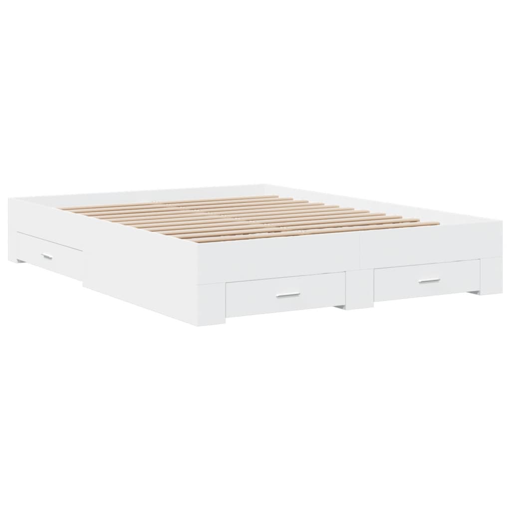Sengeramme høyglans hvit 150x200 cm konstruert tre