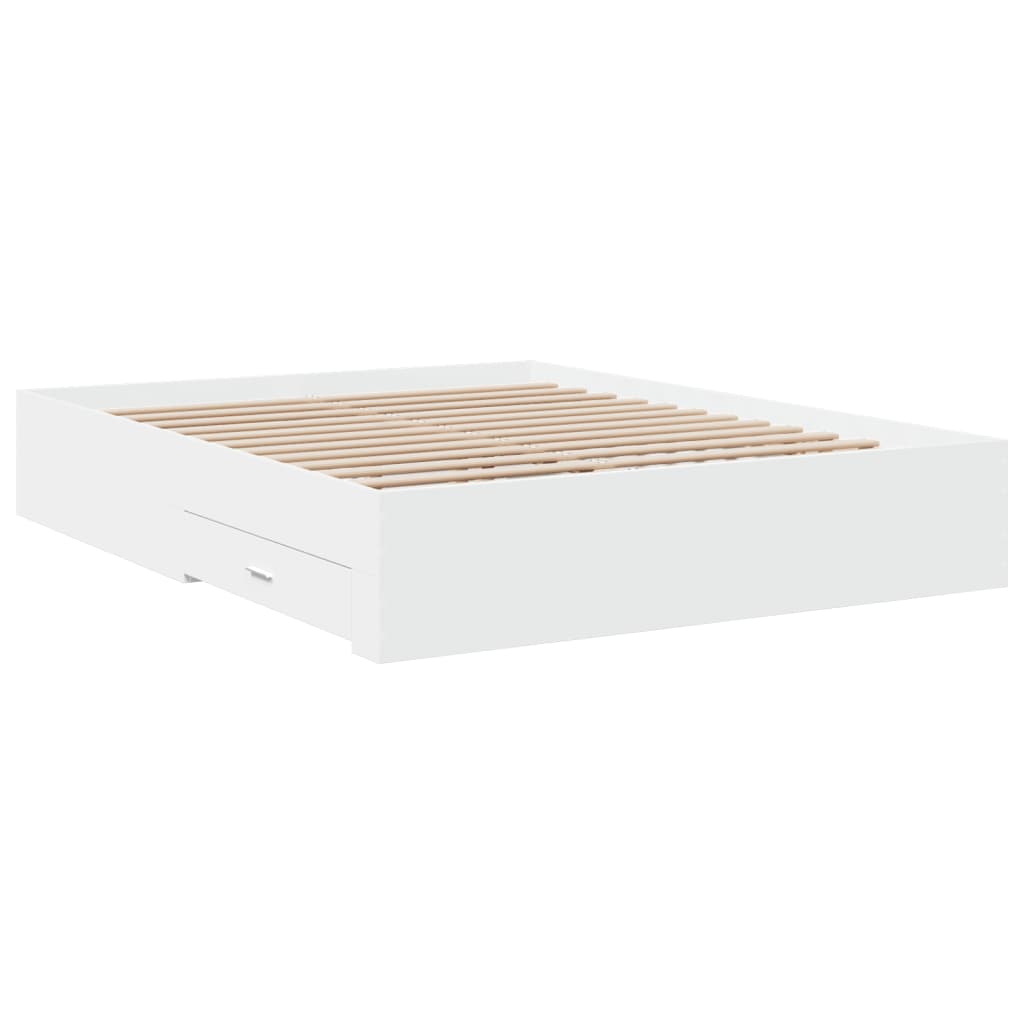 Sengeramme høyglans hvit 150x200 cm konstruert tre