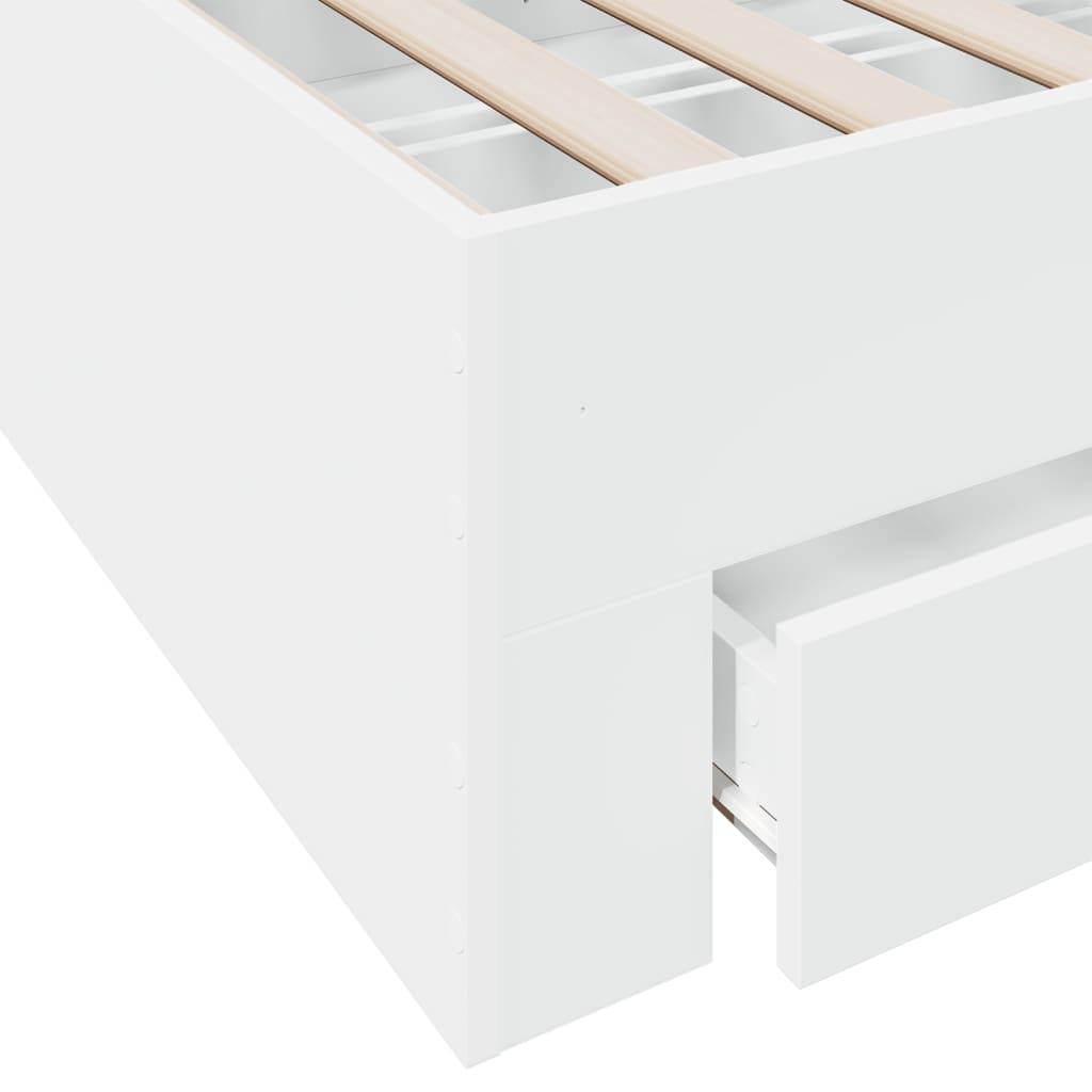 Sengeramme høyglans hvit 150x200 cm konstruert tre
