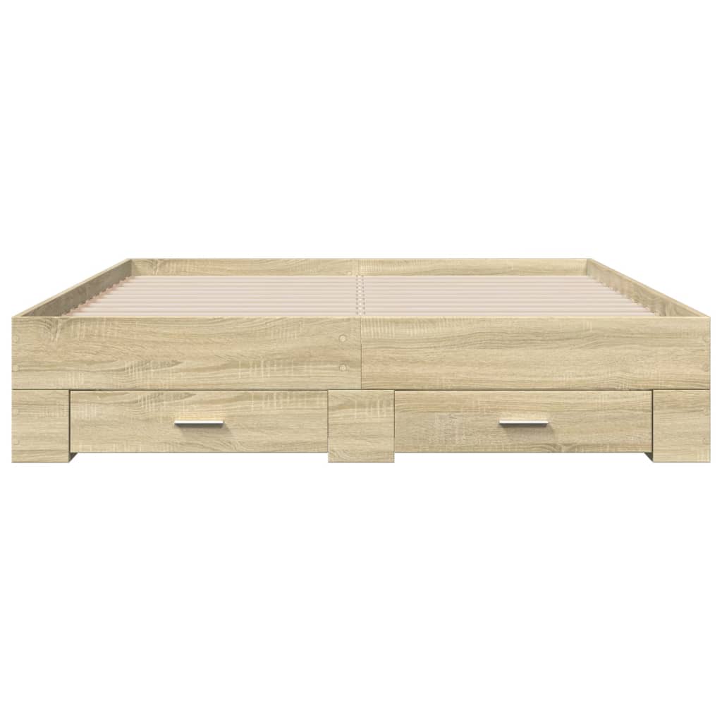 Sengeramme med skuffer sonoma eik 150x200 cm konstruert tre