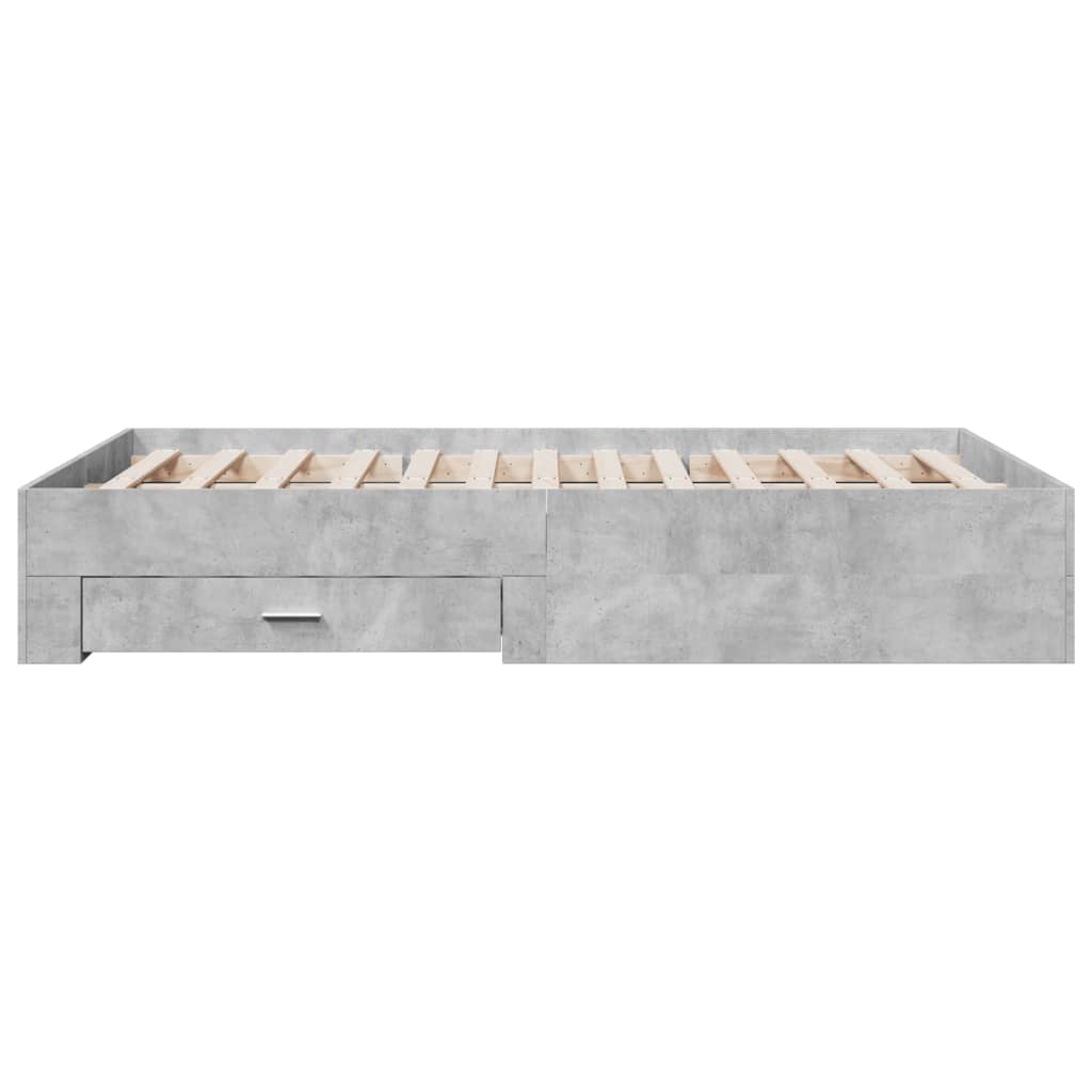 Sengeramme med skuffer betonggrå 120x200 cm konstruert tre